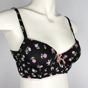 ⭐️2/ $30⭐ Jessica  Simpson Pink Floral Bustier Bra Lightly Padded Bowties Sz 34B